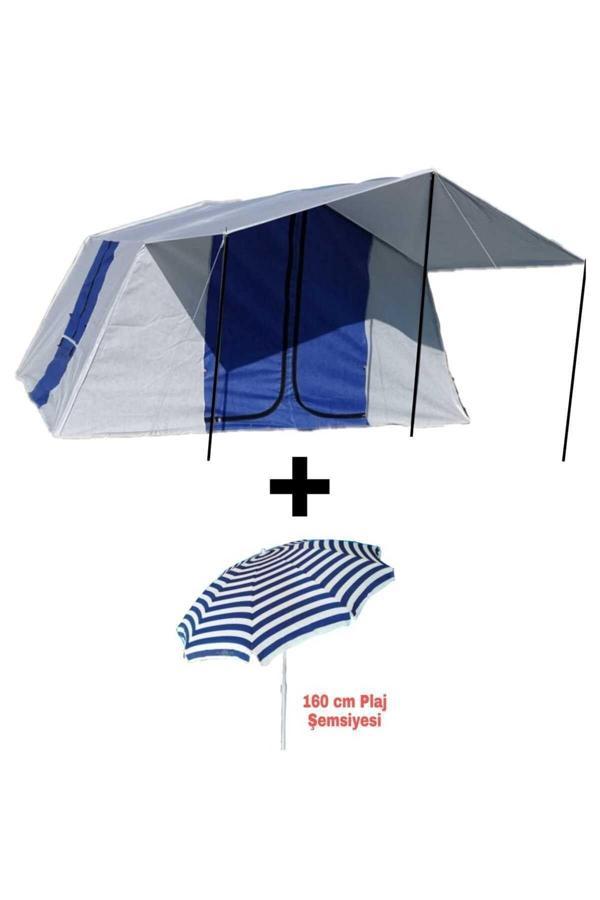 330 x 255 Zeycamping 2 Odalı 14m2 Aile Kamp Çadırları Ve Hediye Plaj Şemsiyesi 110 X 200 Dikdörtgen - Image 1