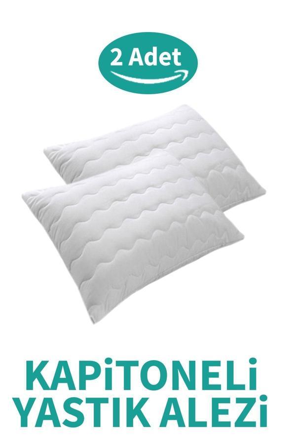 Suvay Kapitoneli Yastık Alezi 2'Li Pamuklu Fermuarlı Kapitone Yastık Koruyucu Yastık Kılıfı - Image 1