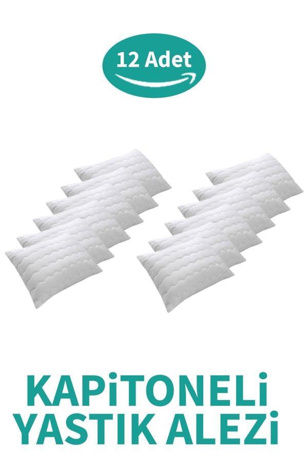 Suvay Kapitoneli Yastık Alezi Pamuklu Fermuarlı Kapitone Yastık Koruyucu Yastık Kılıfı 12'Li - Image 1