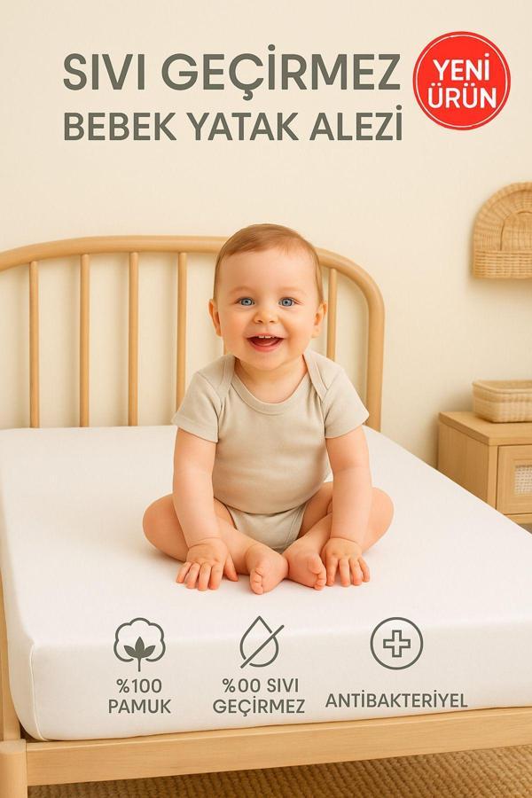 Suvay %100 Pamuk Sıvı Geçirmez Bebek Alezi - Yatak Koruyucu Çocuk Alez - Park Yatak Ve Beşik Uyumlu - Image 1