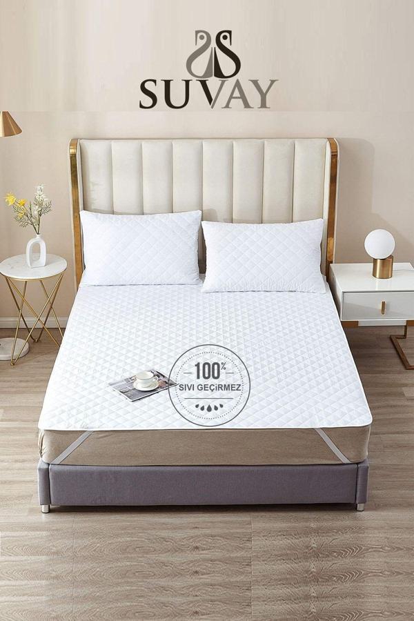 Suvay Pamukkale Bt Su Sıvı Geçirmez Kapitone Alez Tek Ve Çift Kişilik Kapitoneli %100 Pamuklu Yatak Alezi - Image 1
