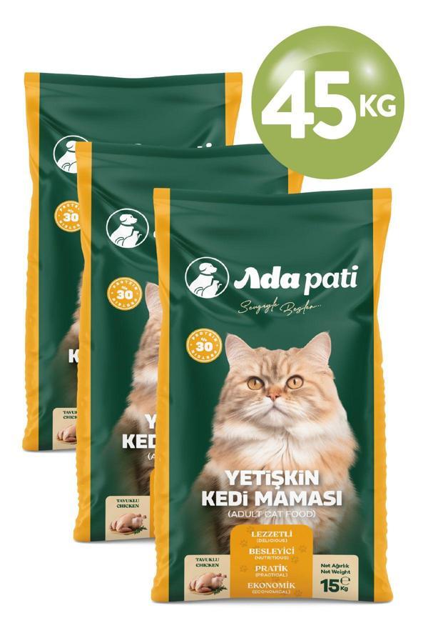 Ada Pati Yetişkin Kedi Maması 15 Kg Tavuk 3'Lü - Image 1