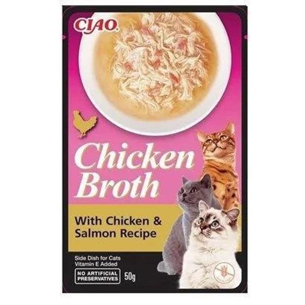 Ciao Chicken Churu Broth Somonlu ve Tavuk Sulu Kedi Ödül Maması 50 gr - Image 1