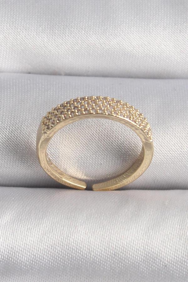 Pirinç Gold Renk Zirkon Taşlı VIP Seri Kadın Yüzük - Image 1