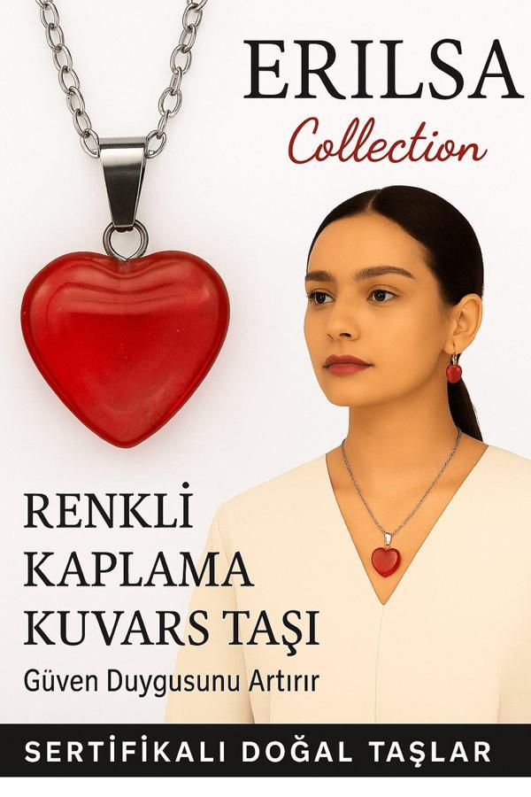 Sertifikalı Renkli Kaplama Kuvars Taşı Kolye (Kırmızı) – Tutku, Güç ve Koruyucu Enerji Taşı - Image 1