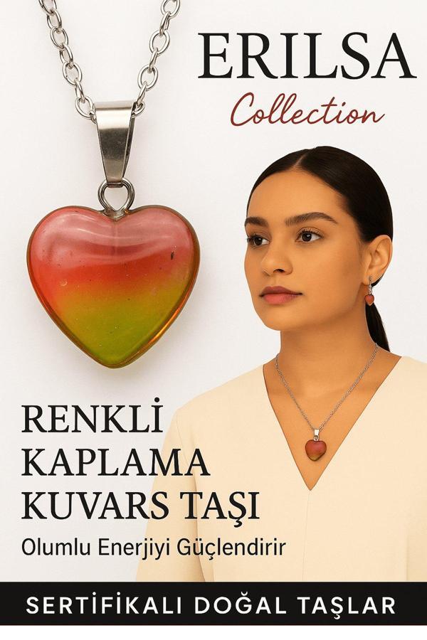 Sertifikalı Renkli Kaplama Kuvars Taşı Kolye (Yeşil Kırmızı) – Enerji Canlandırıcı ve Ruhsal Koruma - Image 1