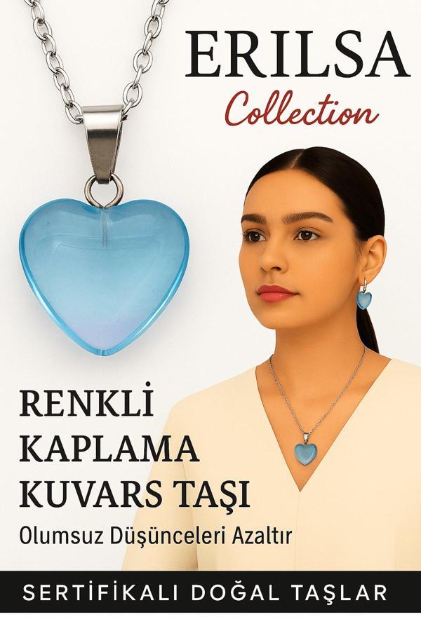 Sertifikalı Renkli Kaplama Kuvars Taşı Kolye (Mavi) – İç Huzur ve Güçlü İfade Yeteneği - Image 1