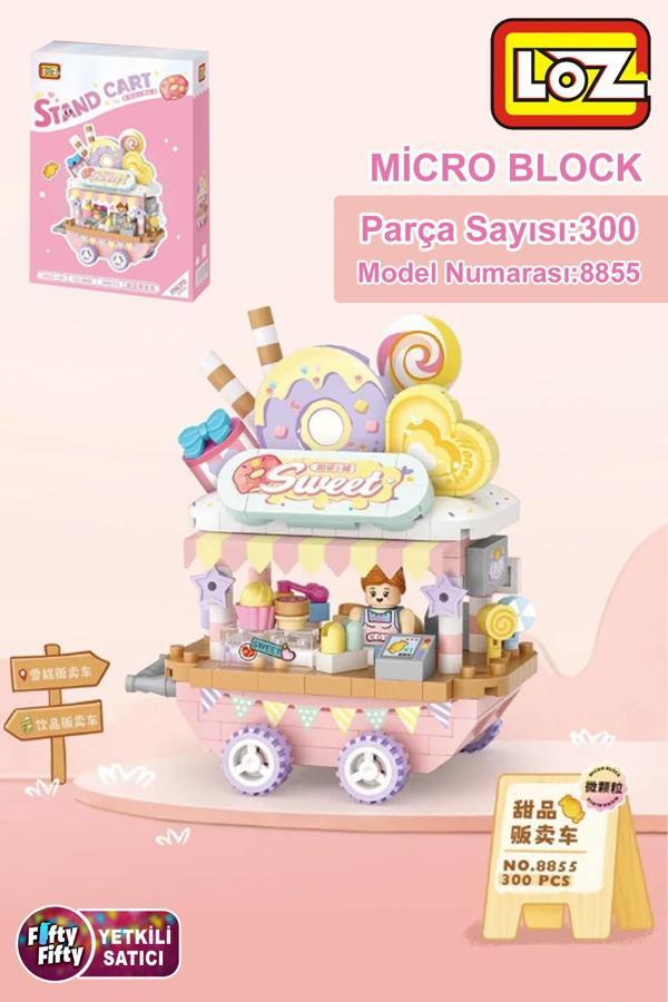 Loz Micro Block Serisi Donut Arabası 300 Parça Oyuncak Yapım Seti FFLZ-8855 - Image 1
