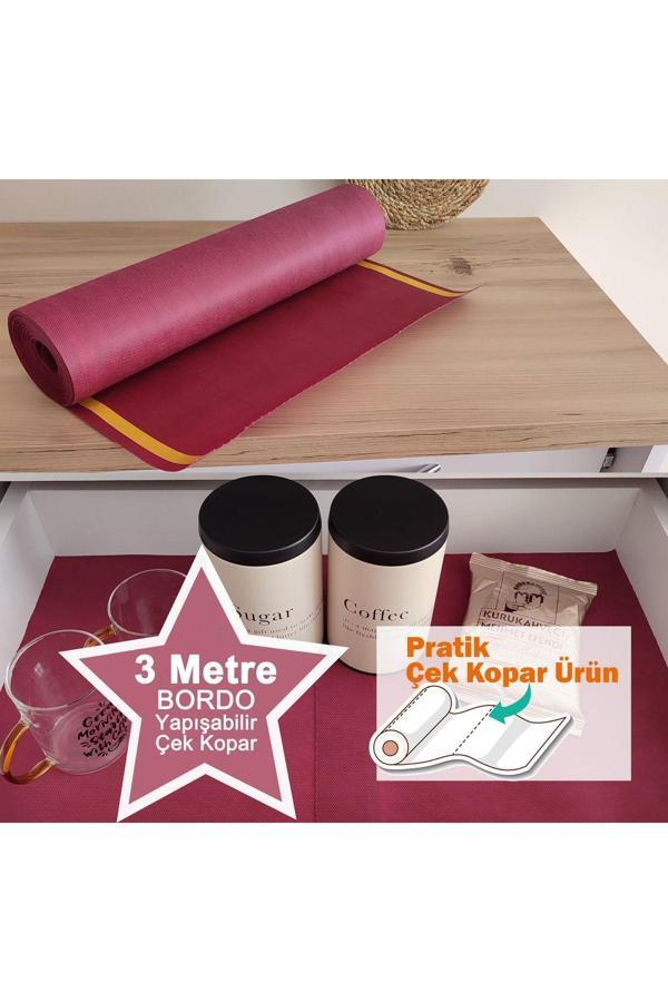 Perisfer Pratik Çek Kopar Bordo 3M Yapışkanlı Çekmece Dolap Düzenleyici Buzdolabı Raf Örtüsü Kaymaz Kaydırmaz 40x30 cm - Image 1