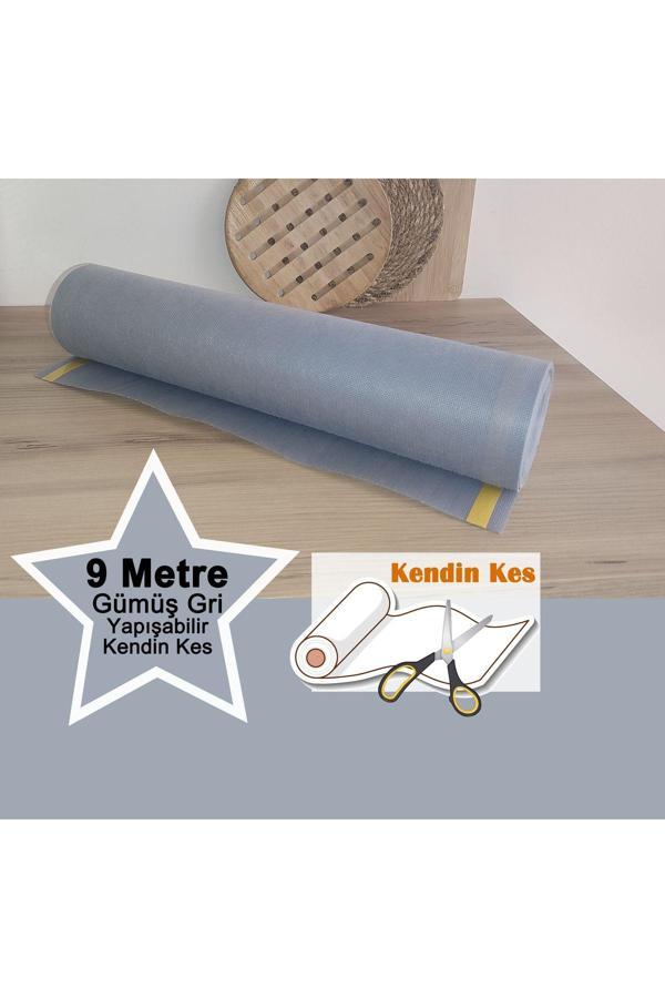 Perisfer Kendin Kes Gümüş Gri 9M Yapışkanlı Çekmece Dolap İçi Düzenleyici Banyo Raf Örtüsü Kaymaz Kaydırmaz - Image 1