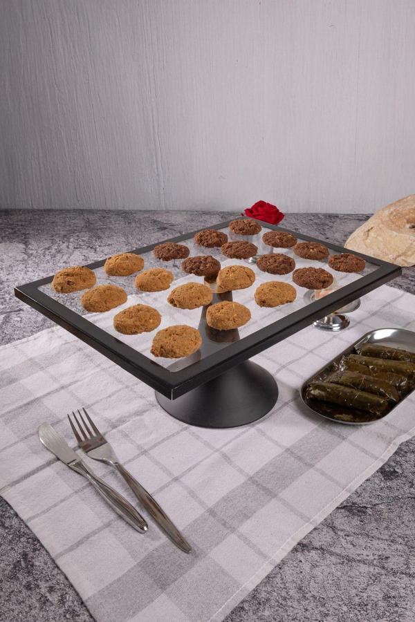 Siyah Dikdörtgen Pasta Standı, Kek ve Kurabiye Sunum Stantı, Çeyizlik, Hediyelik, Pasta Tabağı - Image 1