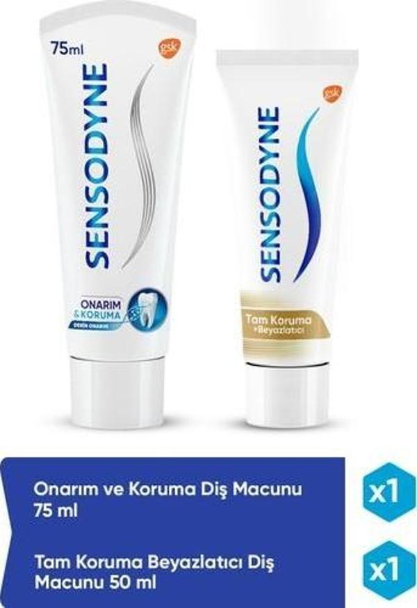 Sensodyne Onarım & Koruma Diş Macunu 75 Ml + Tam Koruma & Beyazlatıcı Diş Macunu 50 Ml - Image 1