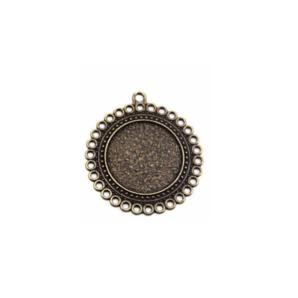 Epoksi Kolye Ucu  Yuvarlak Daireli  Antik Sarı Renk   5,2 Cm  (5 ADET) - Image 1