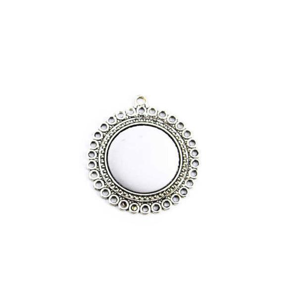Epoksi Kolye Ucu  Yuvarlak Daireli  Nikel   5,2 Cm  (5 ADET) - Image 1