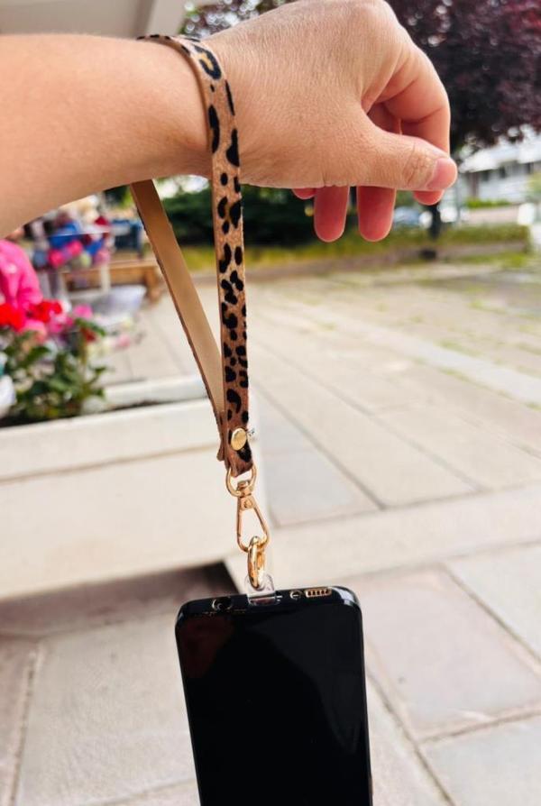 Angel Çanta Aksesuar Leopar Renk  Telefon Bilek Askısı, Telefon Zinciri, Telefon Askısı, Tüm Telefon Kılıfları İçin Uygu - Image 1