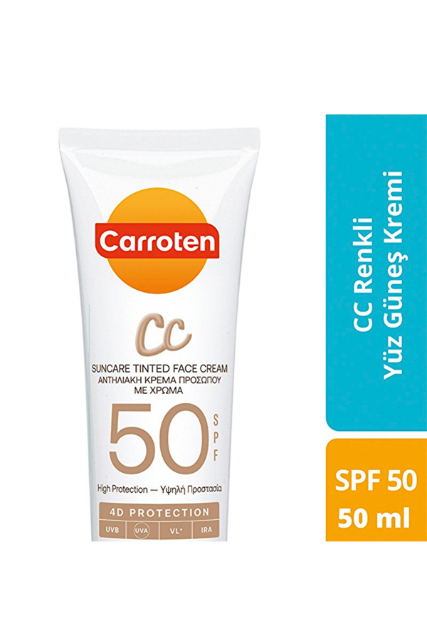 Carroten CC SPF 50 Renkli Yüz Güneş Kremi – Yüksek Koruma ve Cilt Tonu Eşitleyici, 50 ml - Image 1