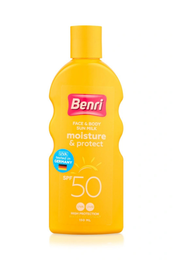 Benri Nem & Koruma Güneş Sütü SPF 50 – Yüksek Güneş Koruması ve Nem Desteği, 150 ml - Image 1