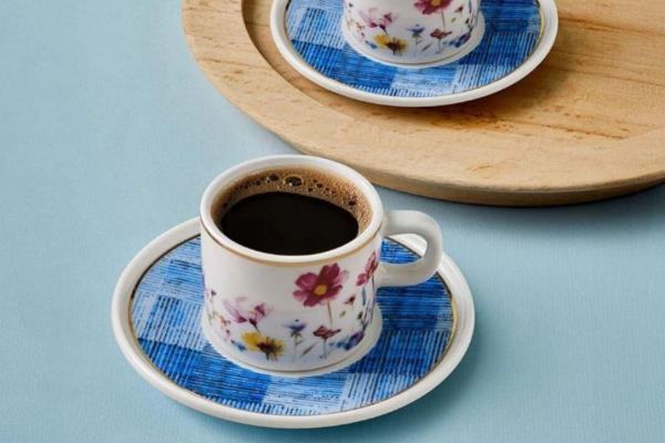 Güral Porselen Mental 4 Parça Mavi Kahve Fincan Takımı 06709 - Image 1