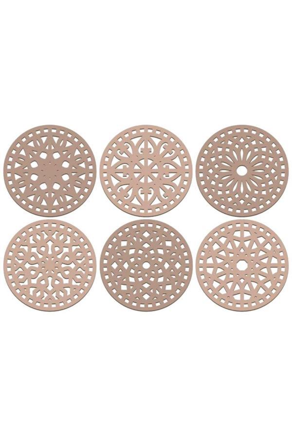 Ahşap Bardak Altlığı 6 lı Set 6 Farklı Desenli Bardak Altlığı - Image 1