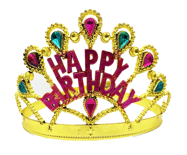 Altın Renk Happy Birthday Yazılı Doğum Günü Tacı 60 Cm - Image 1