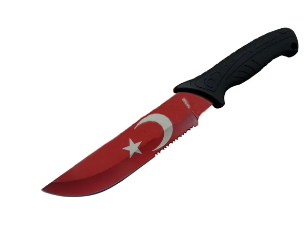 Ayyıldız Mf032 Rd Kırmızı Av Bıçağı 31cm - Testere Detaylı Bıçak, Kılıflı, Plastik Sap - Image 1