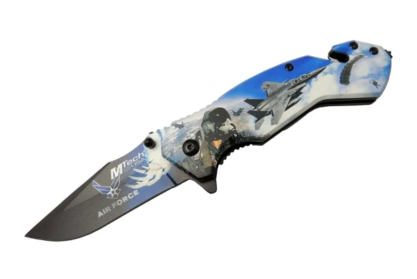 4 23 4 Air Force Kurtarma / Kamp Çakı 20cm - Yarı Otomatik, Kemerlikli, Cam Kırma Ve İp Kesme Aparatlı - Image 1