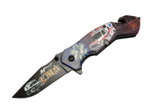 4 23 5 İlkyardım Kurtarma / Kamp Çakı 20cm - Yarı Otomatik, Kemerlikli, Cam Kırma Ve İp Kesme Aparatlı - Image 1