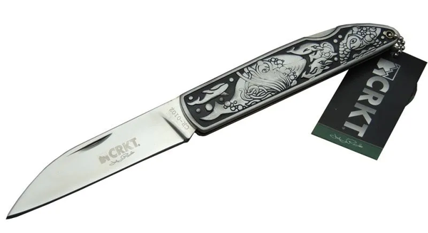 Cr 0102 Kamp Çakı 20 Cm - Balık Desenli Metal Sap, Kılıflı, Kutulu - Image 1