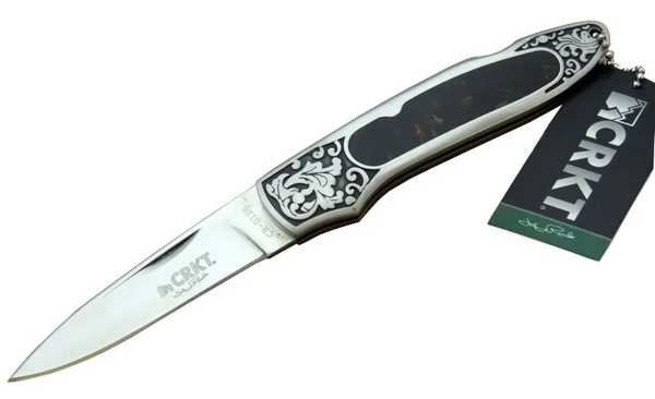 Cr 0128 Khv Kamp Çakı 18 Cm - Metal Desenli Sap, Kılıflı, Kutulu - Image 1