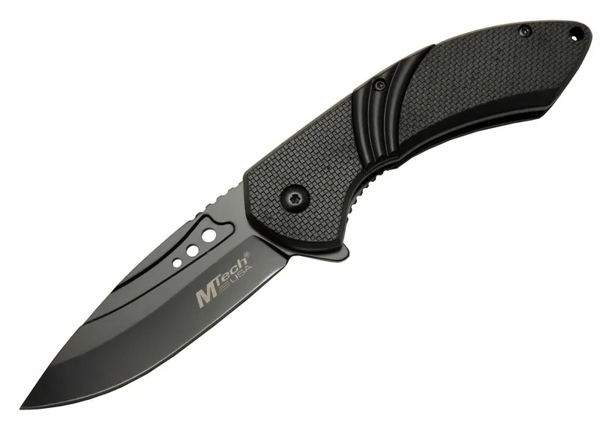 4212 Siyah Kamp Çakı 20cm- Yarı Otomatik, Kemerlikli, Oluklu - Image 1