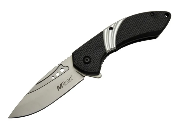 4214 Beyaz Kamp Çakı 20cm- Yarı Otomatik, Kemerlikli, Oluklu - Image 1