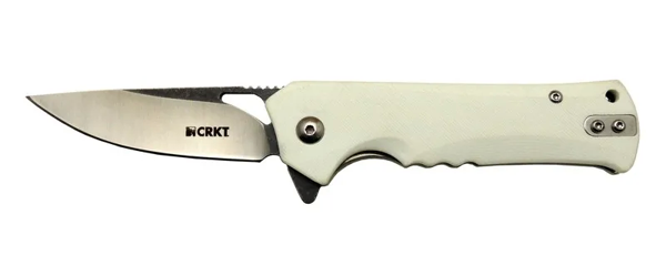 Crkt Muskie 202 Awy Beyaz Kamp / Outdoor Çakı 18cm - Yarı Otomatik, Kemerlikli, Kutulu - Image 1
