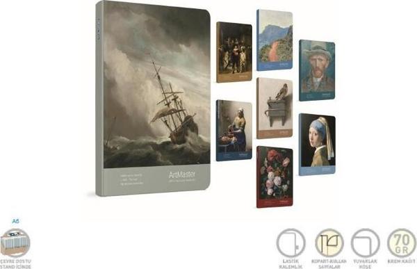 Art Master İp Dikişli Sert Kapak Not Defteri A5 120 Yaprak Kareli (4 Lü Paket) 5537 - Image 1