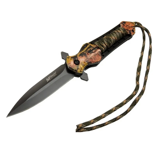 4267 Çok Renkli Kamp Çakı 21cm - Yarı Otomatik, İpli, Kemerlikli - Image 1