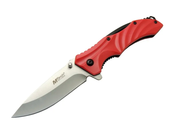 4312 Kırmızı Kamp Çakı 20cm - Yarı Otomatik, Kemerlikli - Image 1