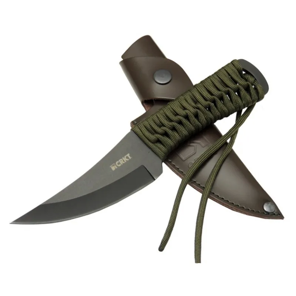 Crkt Scrub Fixed 2712 Bk Siyah Kamp / Outdoor Bıçak 22,5cm - İpli Sap, Deri Kılıflı - Image 1