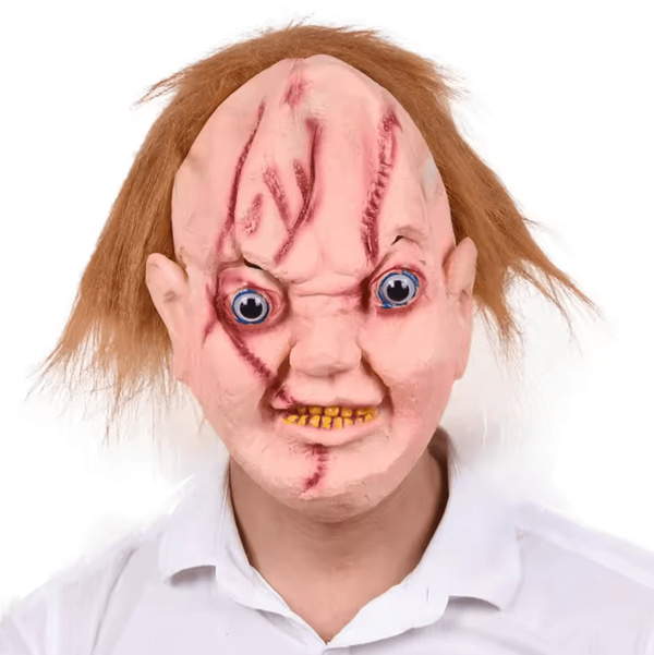 Çaki Maskesi Kahverengi Saçlı Lateks Et Chucky Çaki Maskesi - Image 1