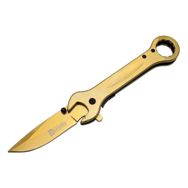 8000c Anahtar Görünümlü Gold Kamp Çakı 19 Cm - Otomatik, Metal Sap - Image 1