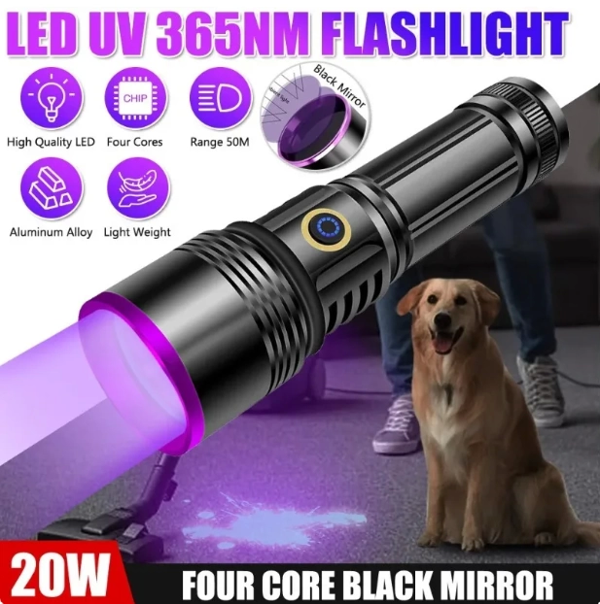 F-365 Uv 20w Şarjlı 26650 Pilli Profesyonel El Feneri - Image 1