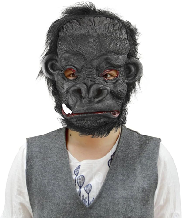 Lateks Goril Maskesi Maymun Maskesi Et Maskesi Orangutan Siyah Saçlı 4 No - Image 1