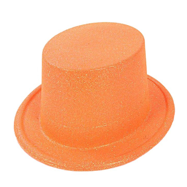 Floresan Turuncu Renk Simli Uzun Fötr Melon Şapka 12 Cm - Image 1