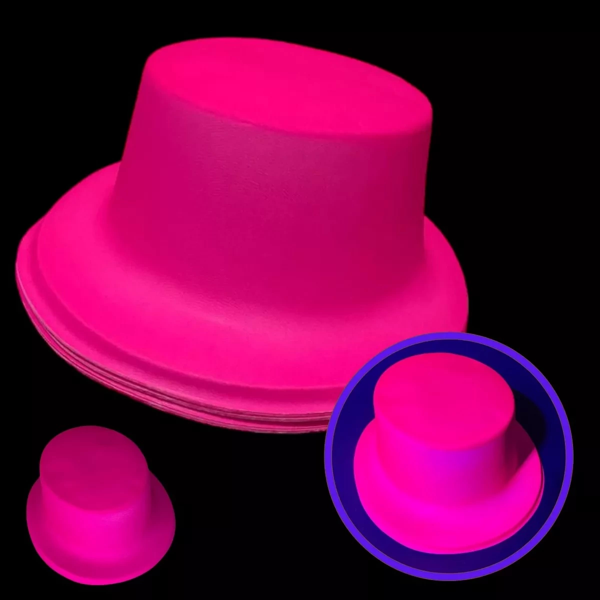 Neon Partisi Pembe Renk Plastik Fötr Şapka - Image 1