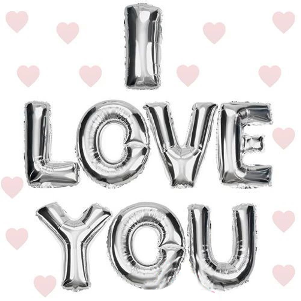 I Love You Folyo Balon Gümüş Renk 35 Cm - Image 1