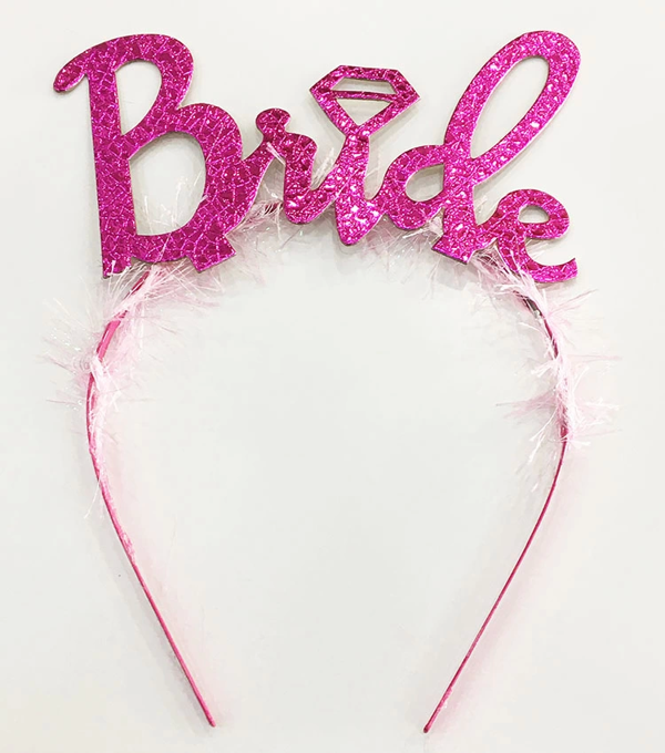Fuşya Renk Bekarlığa Veda İtalik Yazı Alyanslı Bride Taç - Image 1