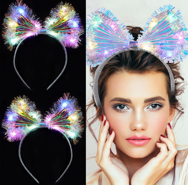 Işıltılı Fiber Fiyonk Gece Tacı Işıklı Ledli Eğlence Tacı 1 Adet 20x21 Cm - Image 1