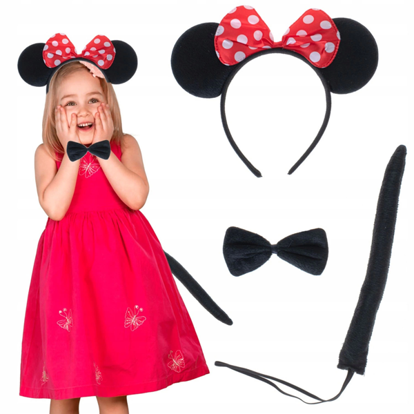 Minnie Mouse Kostüm Seti Taç Kuyruk Papyon Gösteri Seti - Image 1