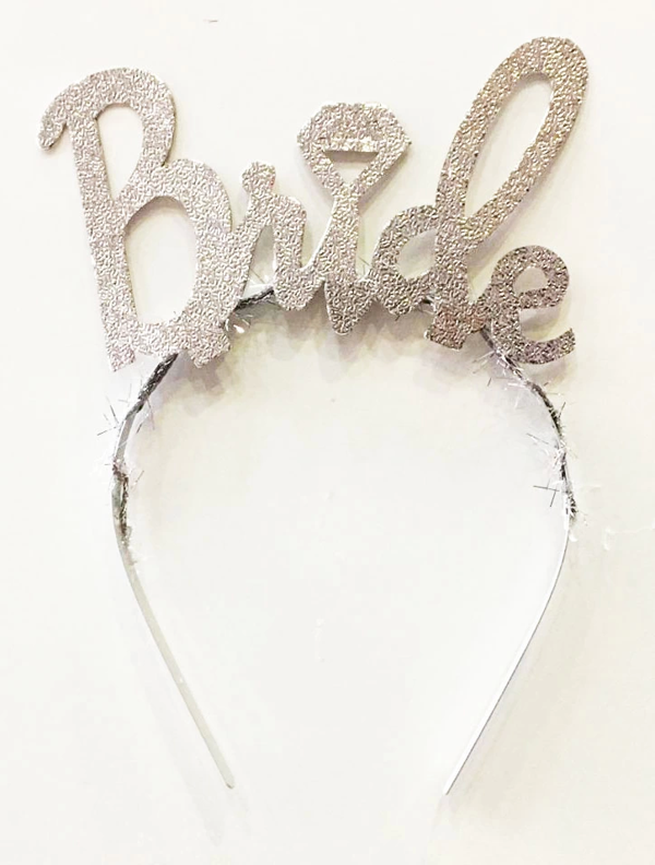 Gümüş Renk Bekarlığa Veda İtalik Yazı Alyanslı Bride Taç - Image 1