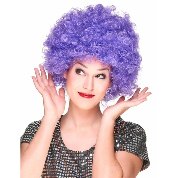 Mor Renk Kıvırcık Afro Bonus Peruk Parti Peruğu - Image 1