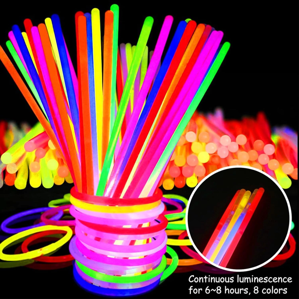 Karanlıkta Yanan Parlayan Fosforlu Glow Stick Çubuk Bileklik 50 Adet - Image 1