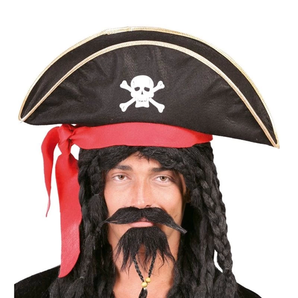 Karayip Korsanları Kaptan Jack Kadife Korsan Şapkası Yetişkin - Image 1